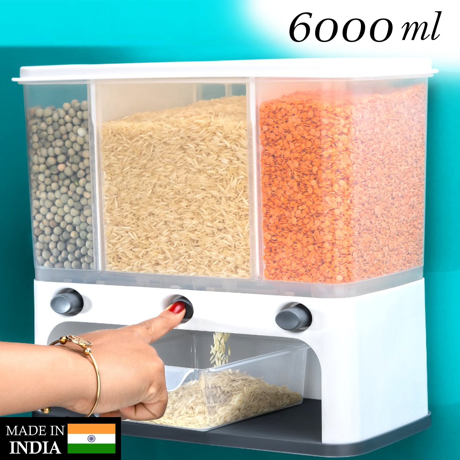 Various views of the cereal dispenser showing its features Various views of the cereal dispenser showing its features